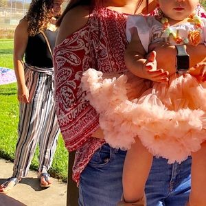 Off the shoulder red blouse